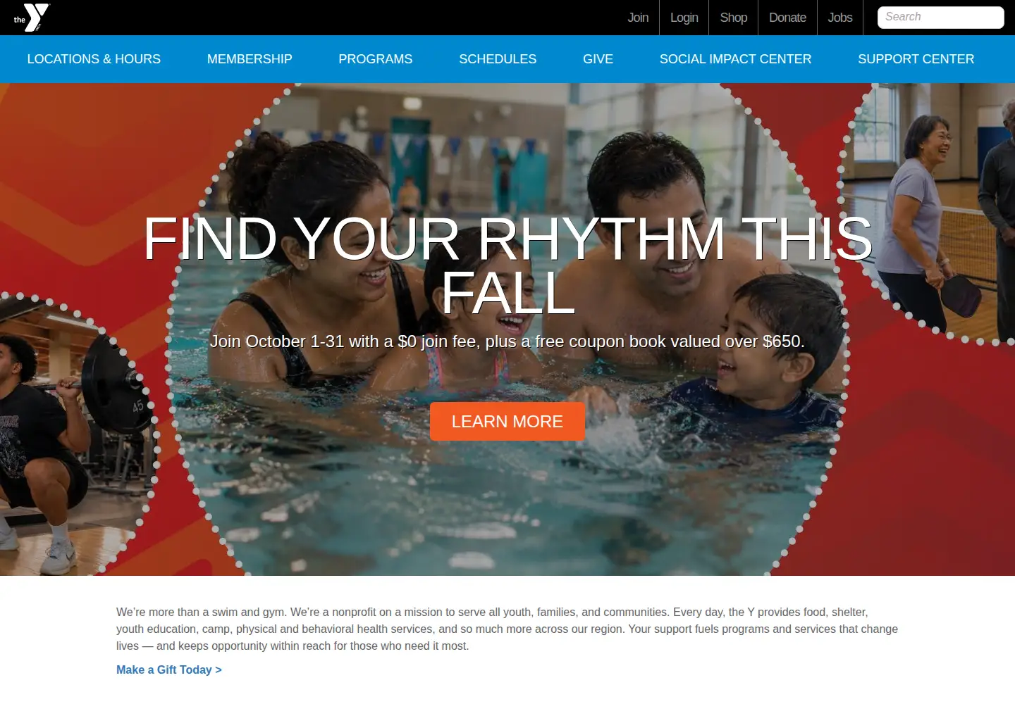 Screenshot of seattleymca.org
