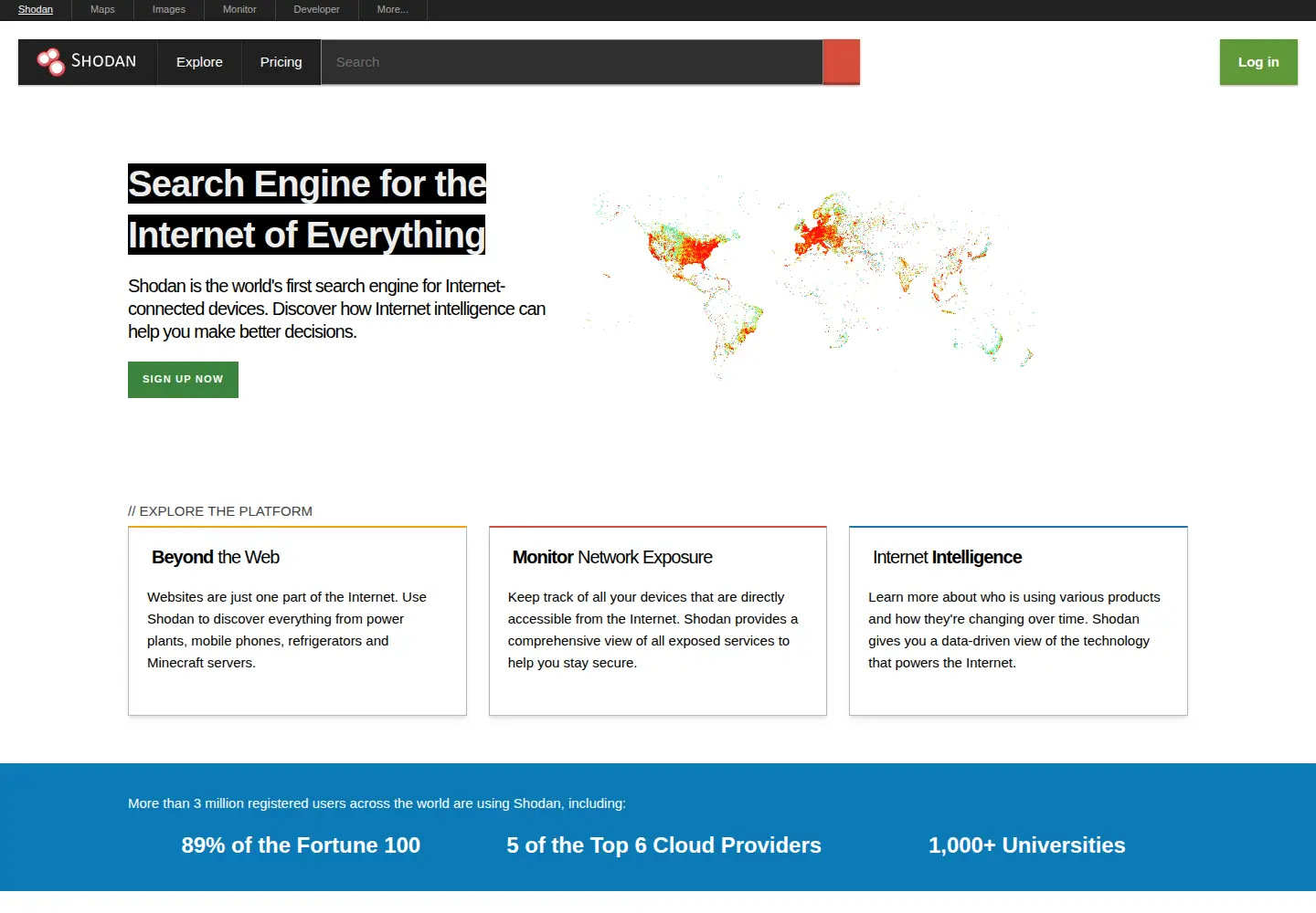 Screenshot of shodan.io