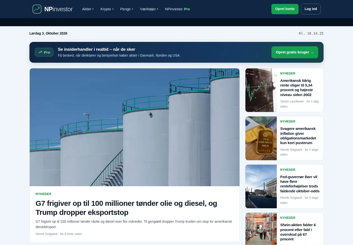 Screenshot of npinvestor.dk