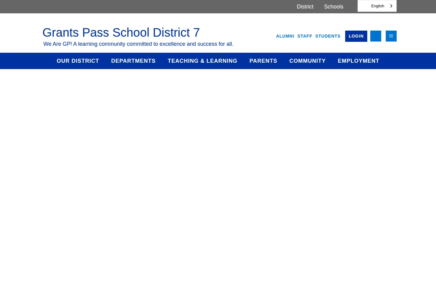 Captured homepage of grantspass.k12.or.us in the current scan