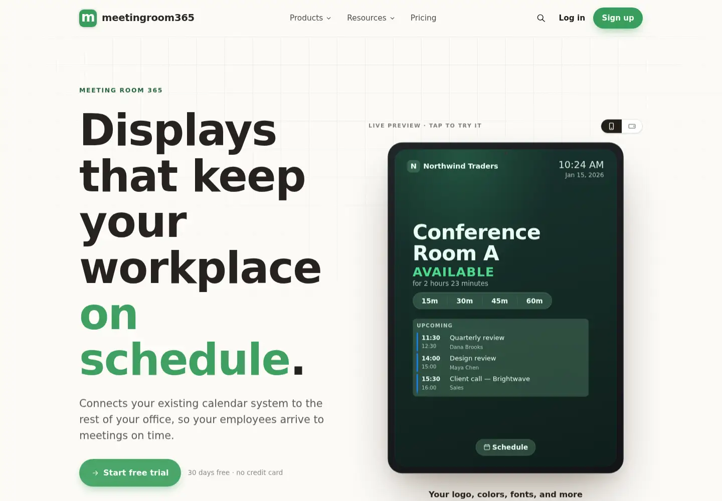 Screenshot of meetingroom365.com