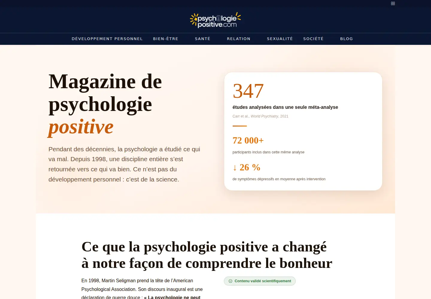 Screenshot of psychologie-positive.com