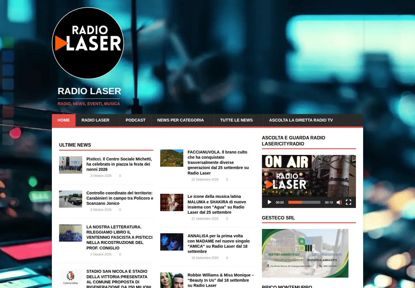 Screenshot of radiolaser.it