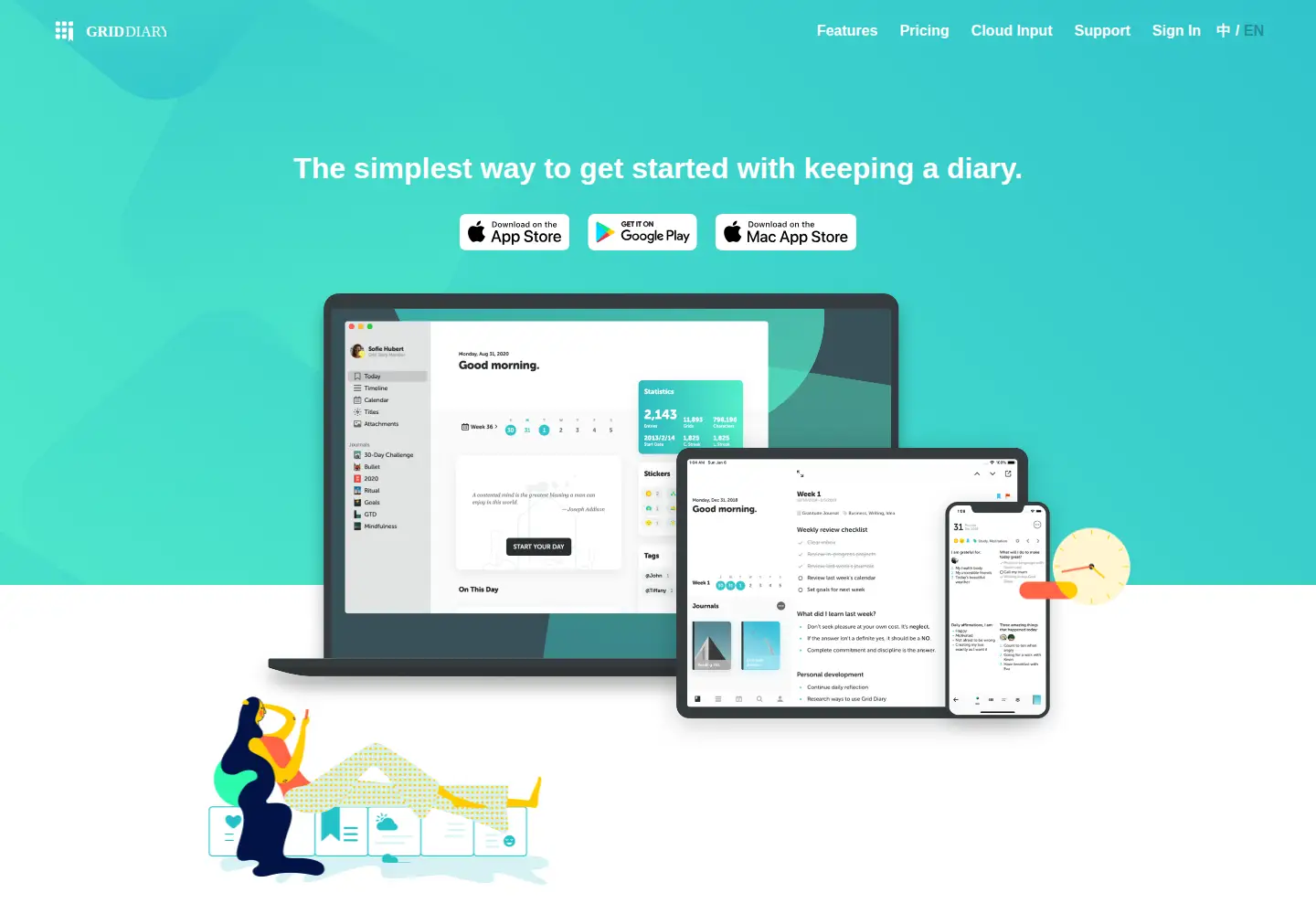 Screenshot of griddiaryapp.com