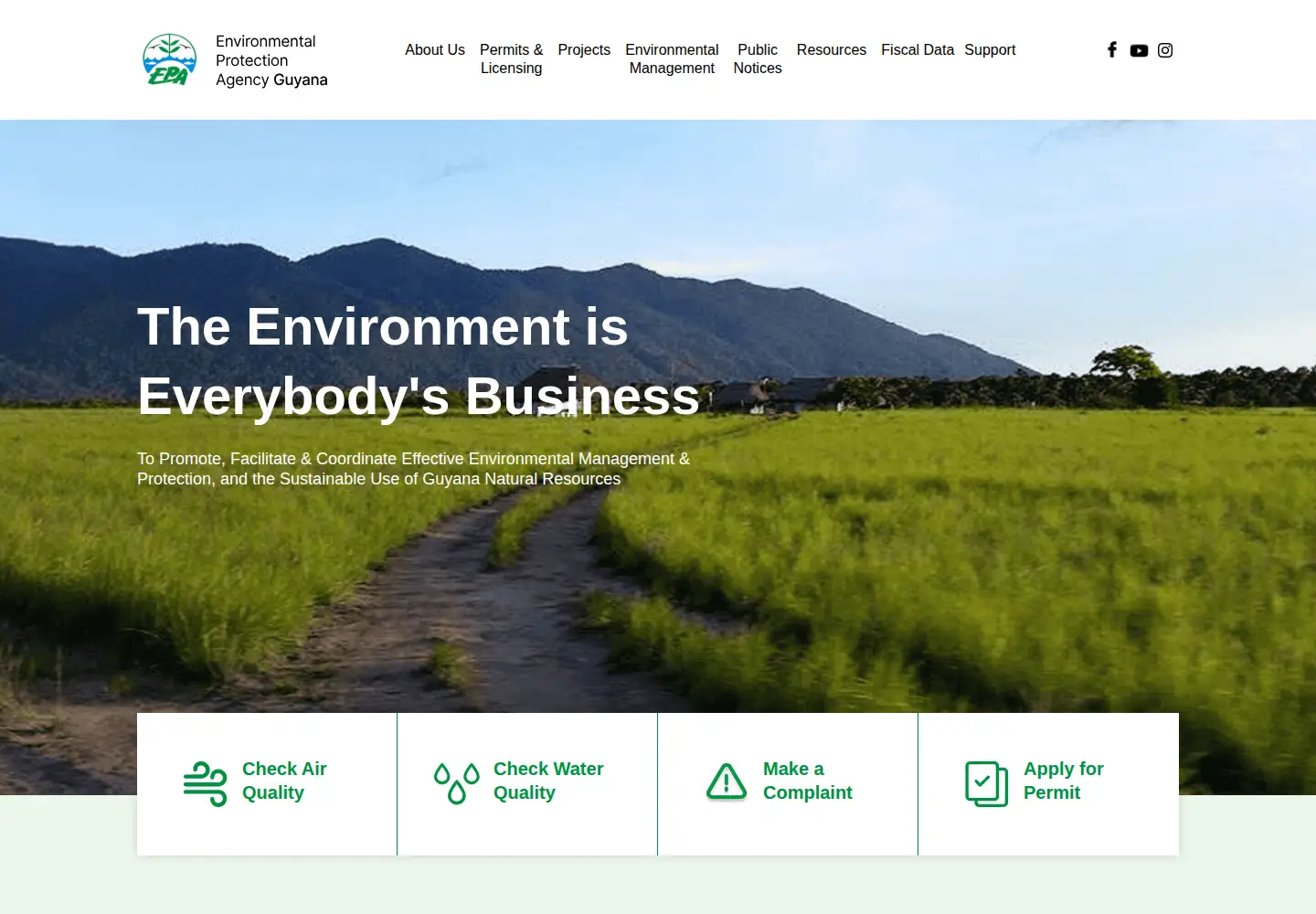 Captured homepage of epaguyana.org in the current scan