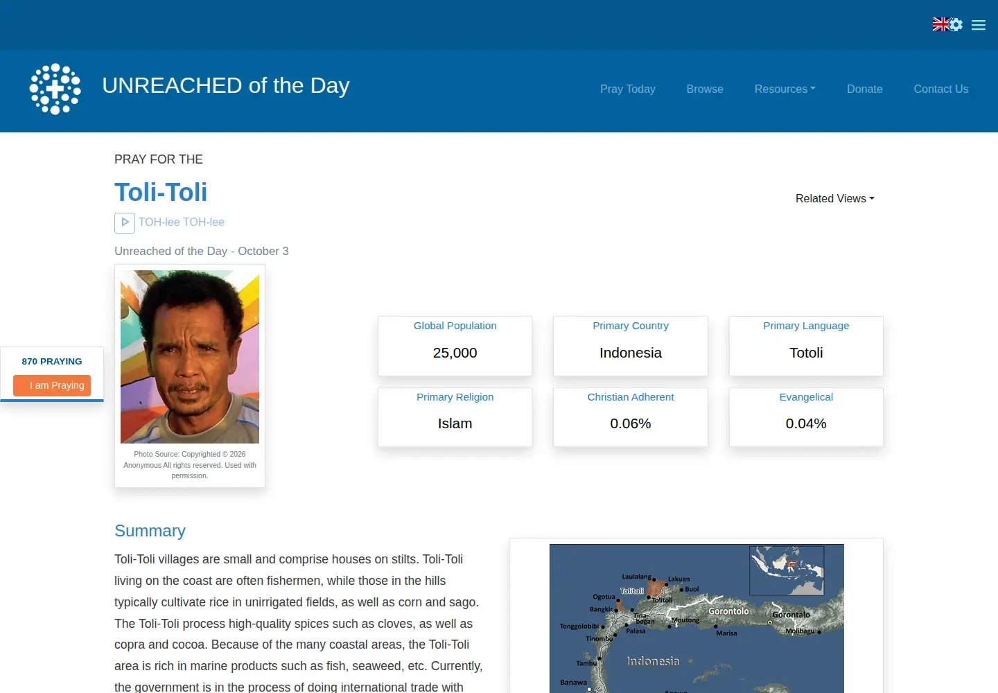 Screenshot of unreachedoftheday.org