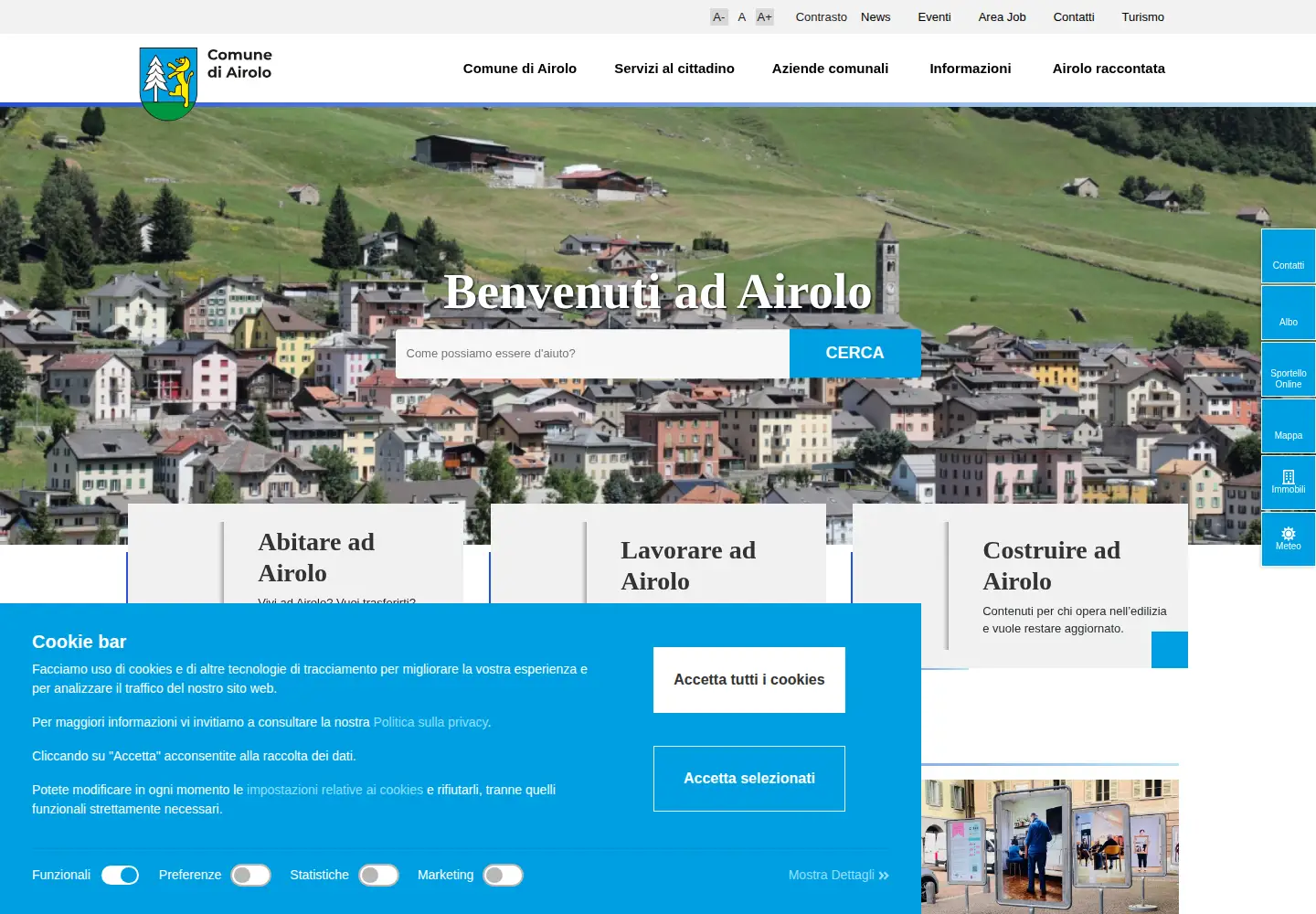Captured homepage of comuneairolo.ch in the current scan