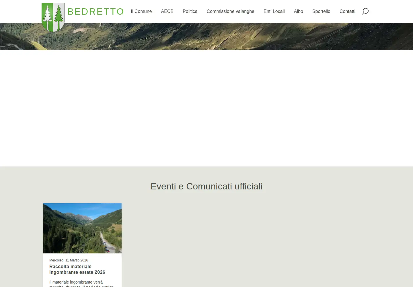 Captured homepage of bedretto.ch in the current scan