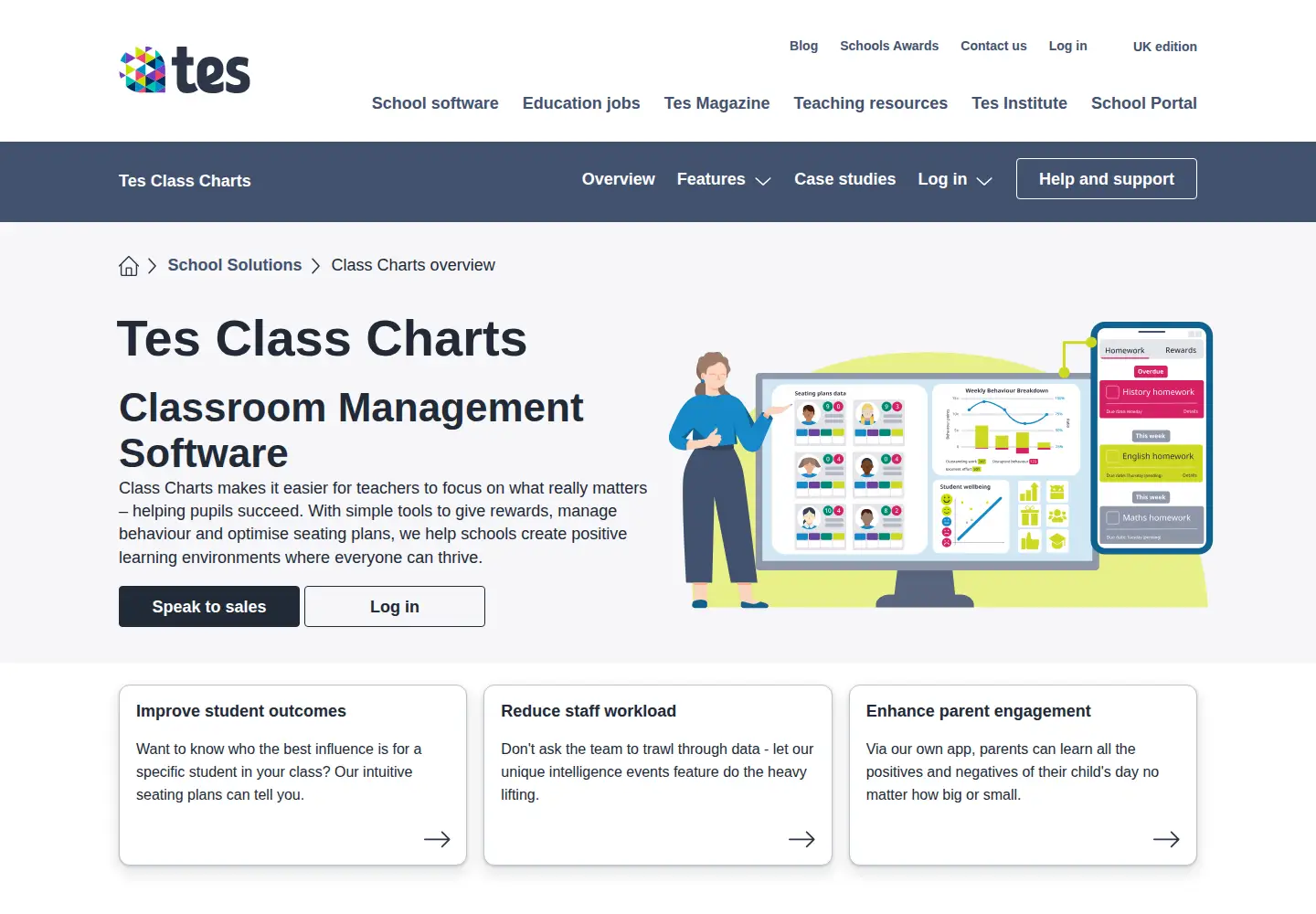 Captured homepage of classcharts.com in the current scan