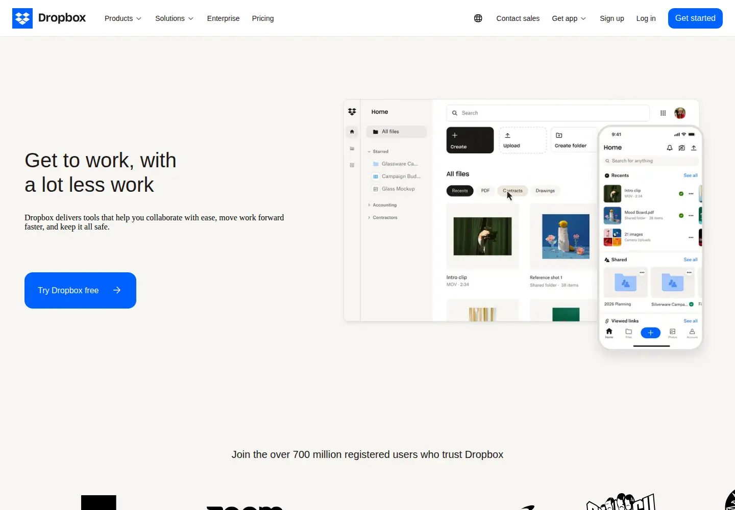 Screenshot of dropbox.com