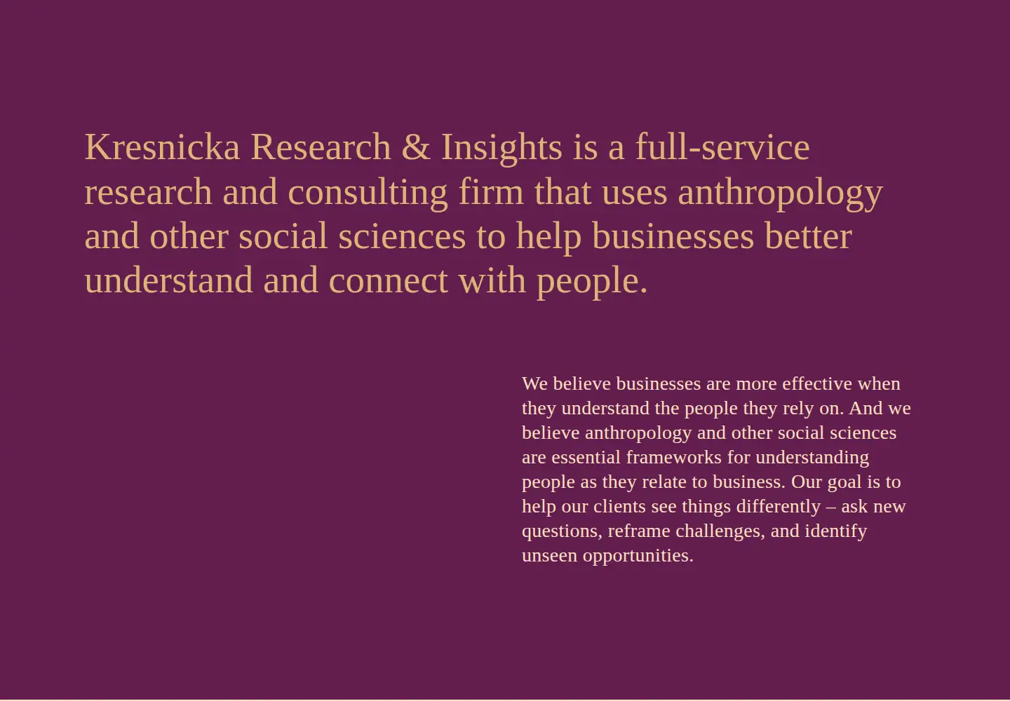 Screenshot of kresnickaresearch.com