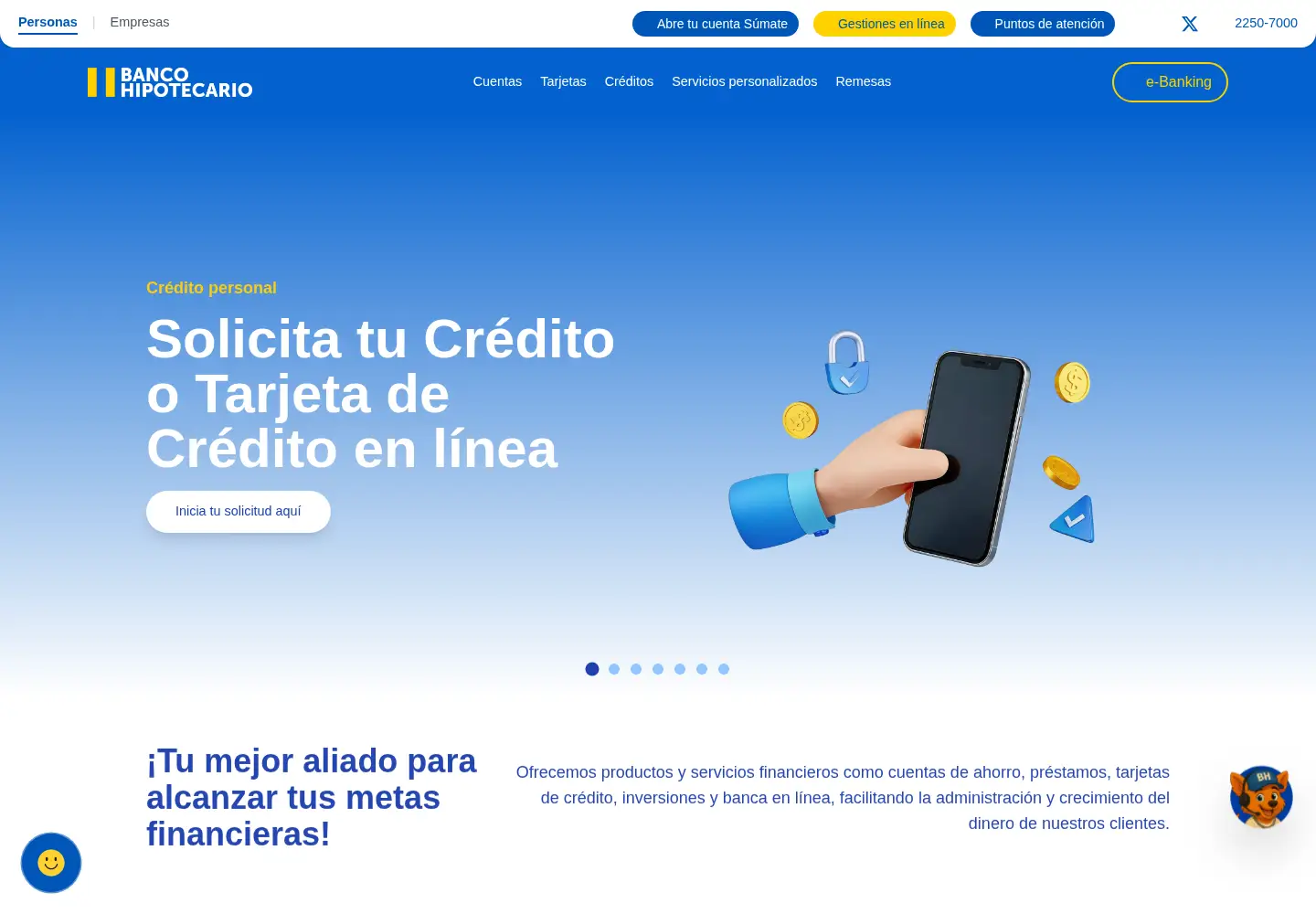Screenshot of bancohipotecario.com.sv