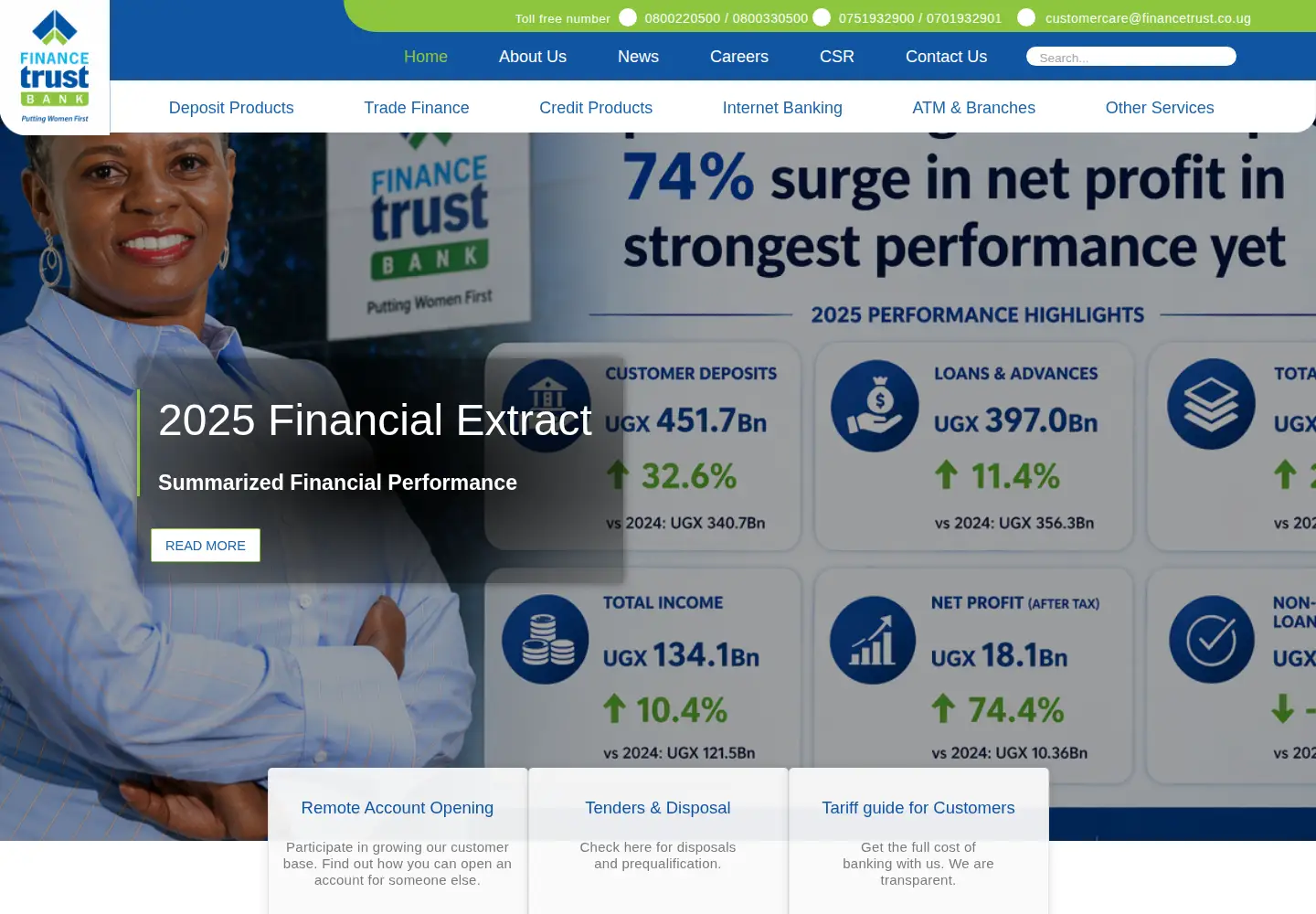 Screenshot of financetrust.co.ug