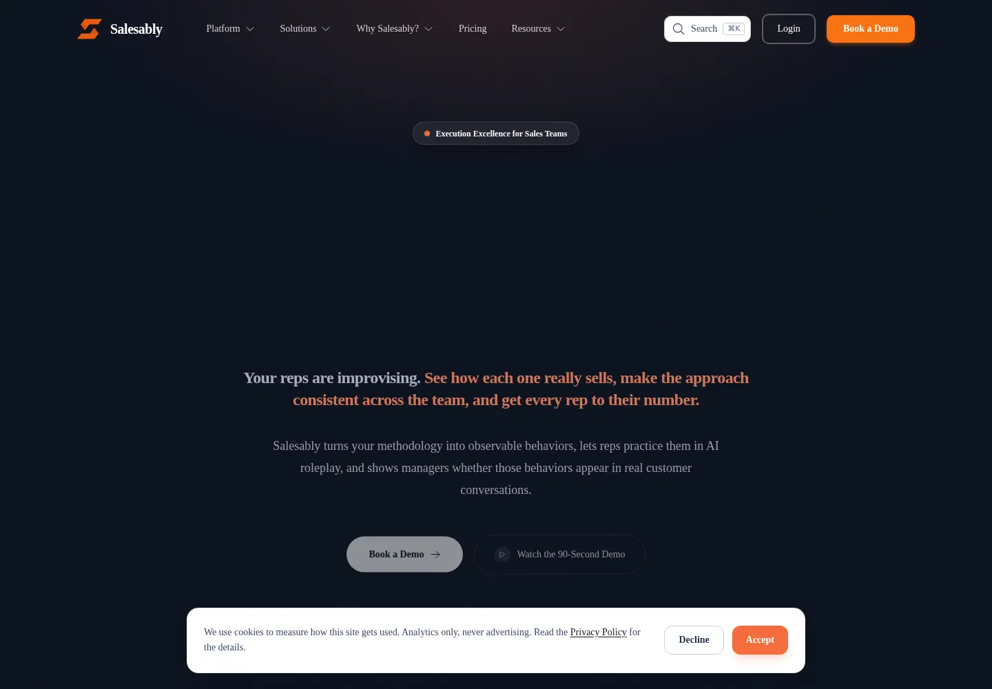 Captured homepage of salesably.ai in the current scan