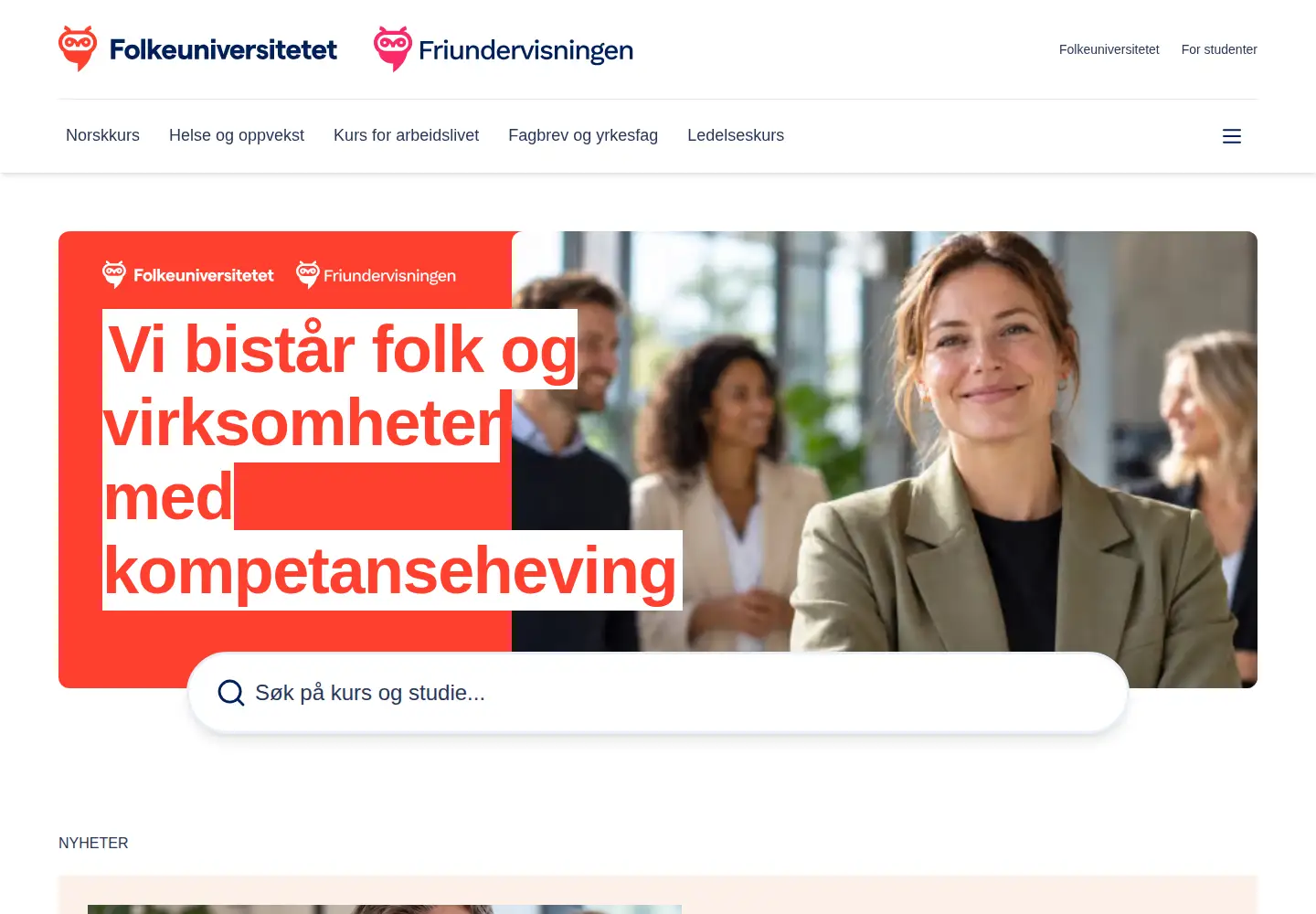 Screenshot of folkeuniversitetet.no
