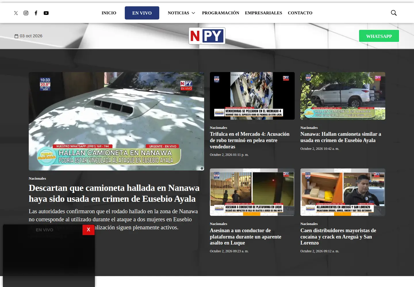 Captured homepage of npy.com.py in the current scan