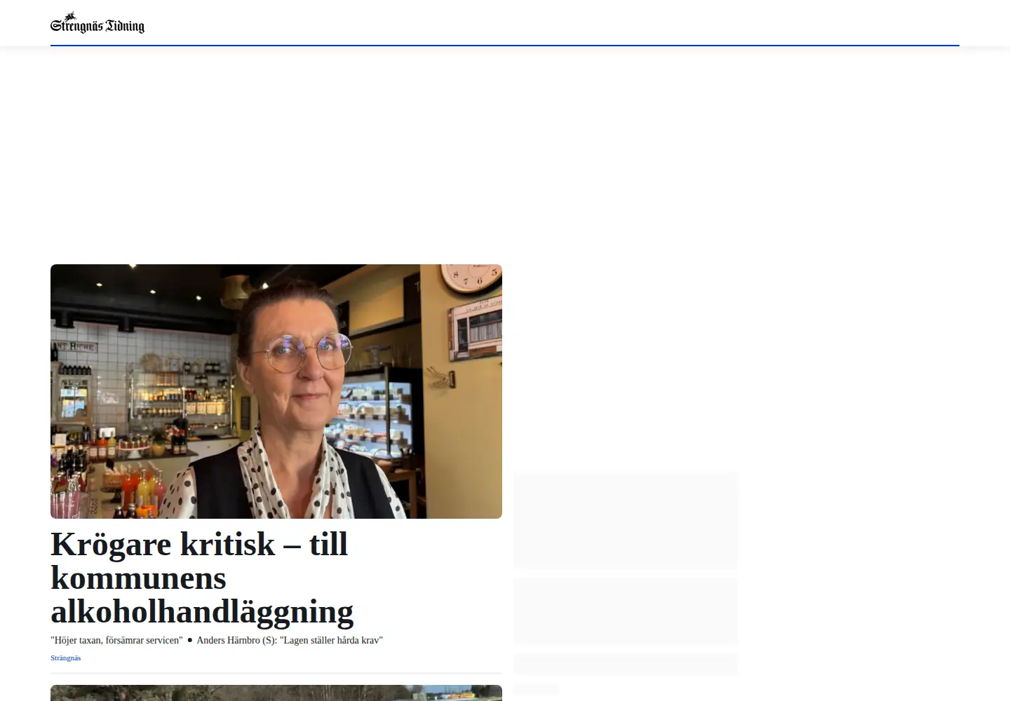 Screenshot of strengnastidning.se
