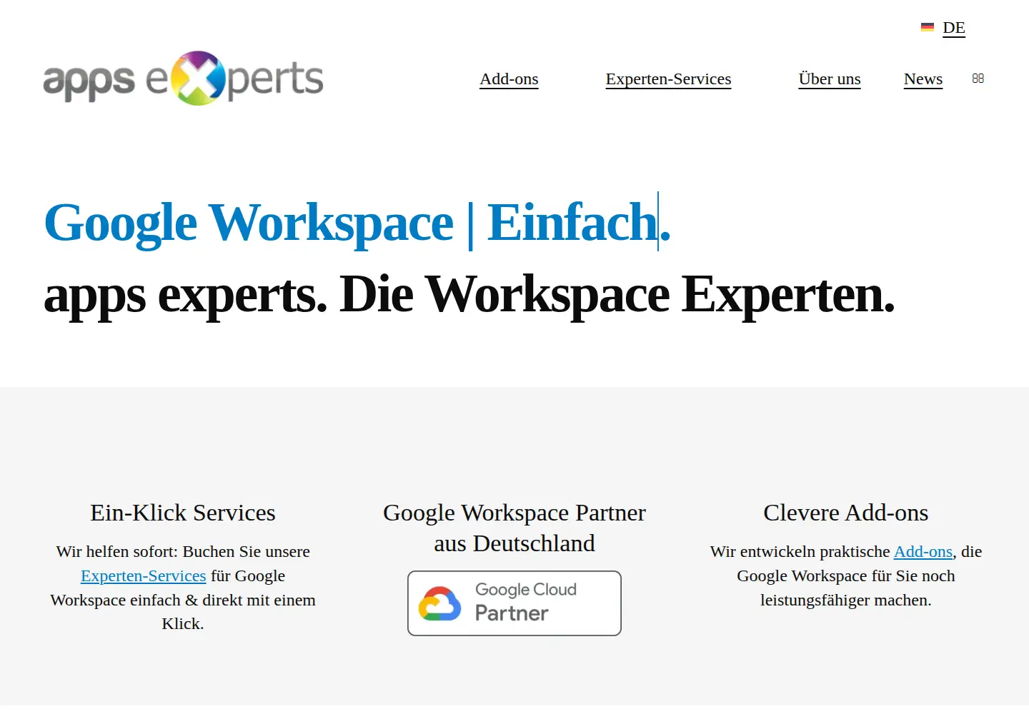 Captured homepage of apps-experts.de in the current scan