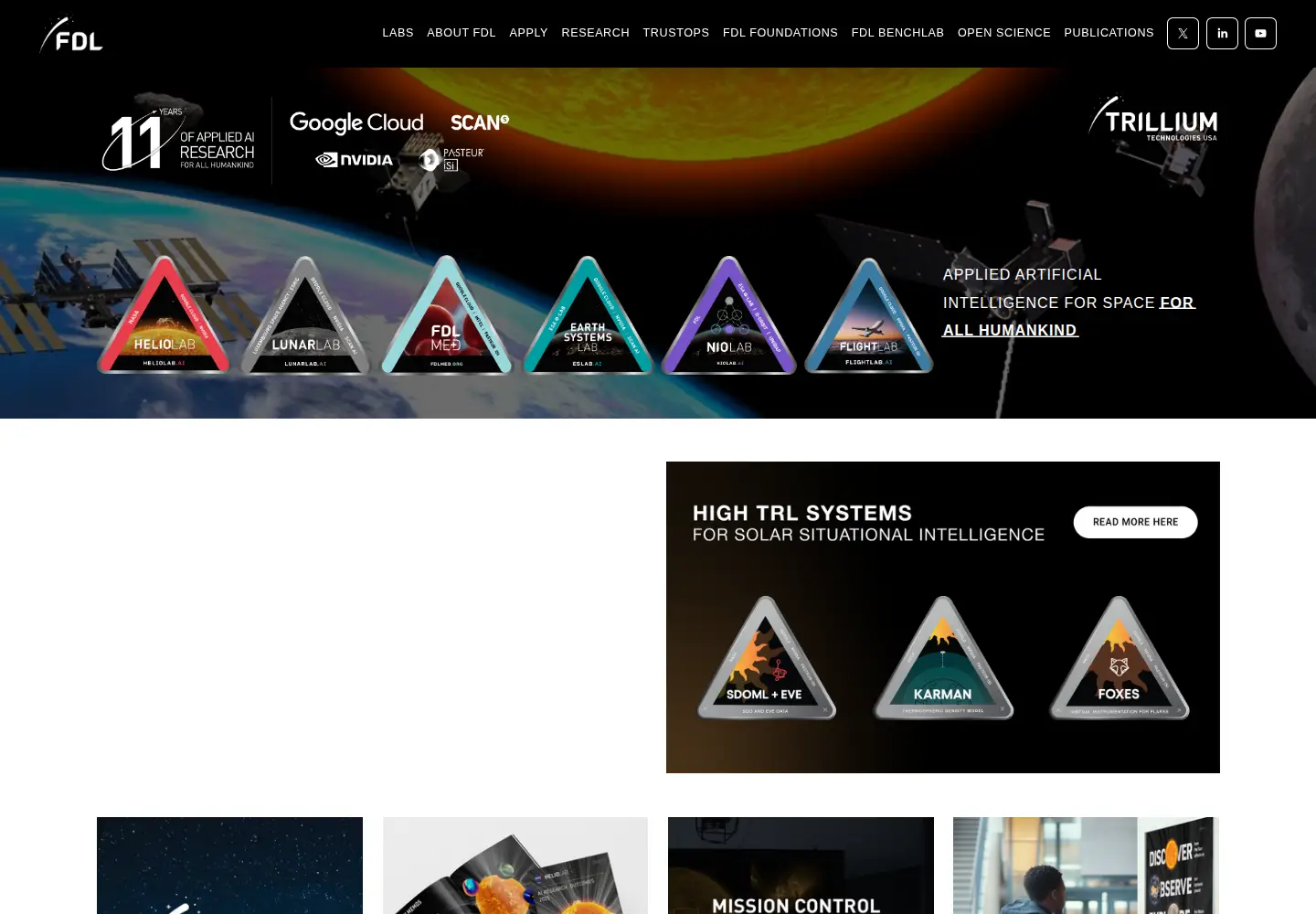 Captured homepage of frontierdevelopmentlab.org in the current scan