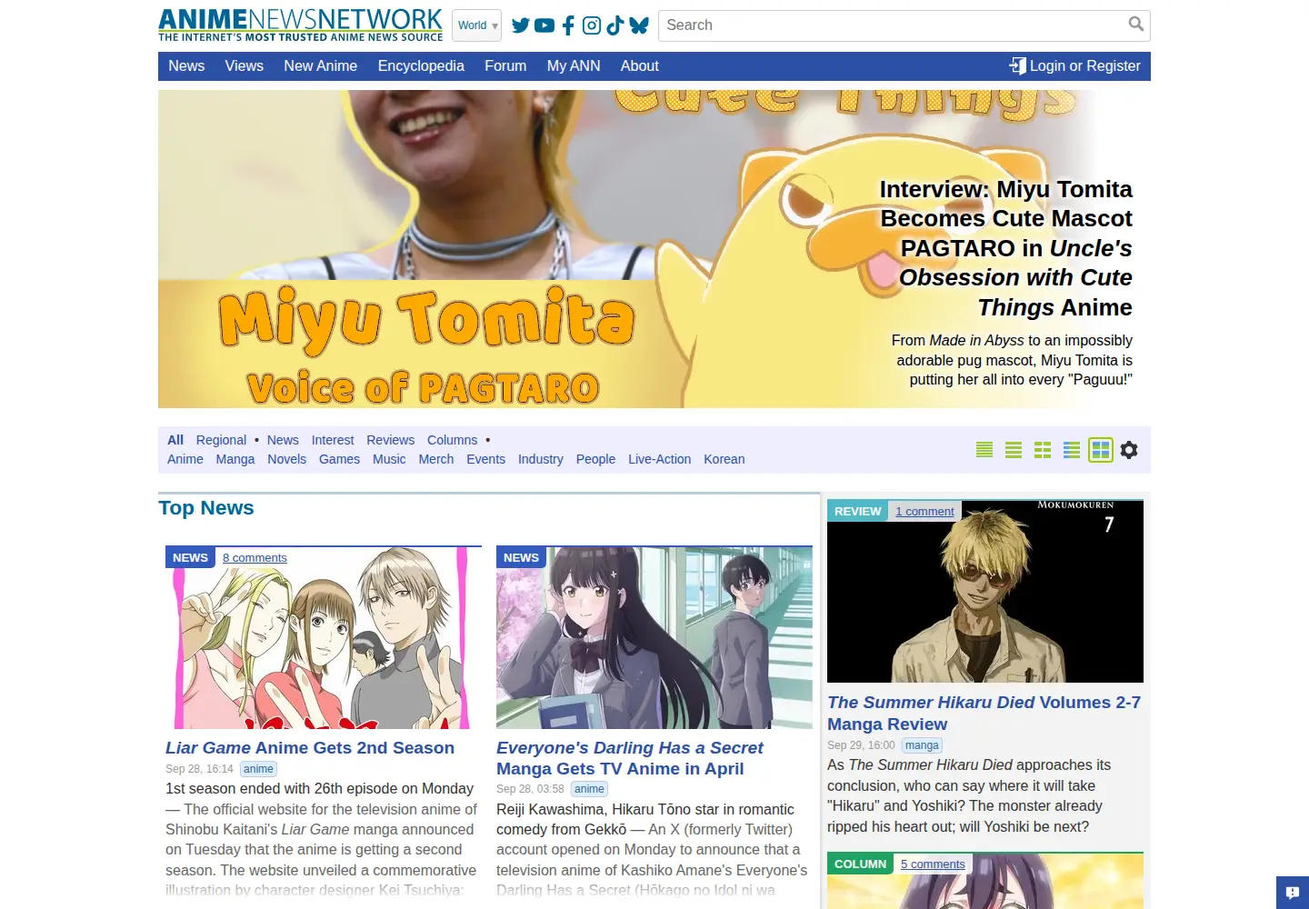 Screenshot of animenewsnetwork.com