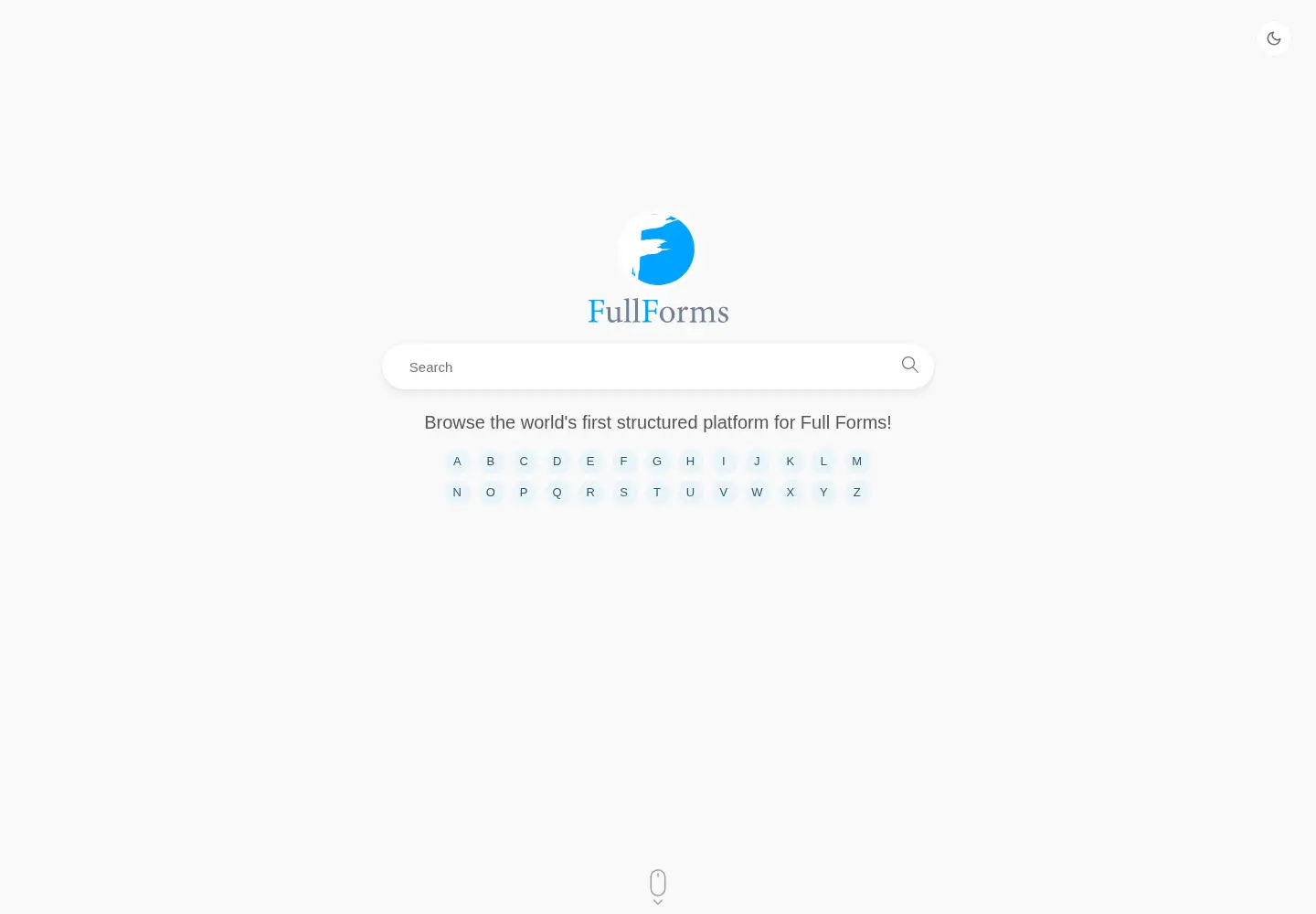 Captured homepage of fullforms.com in the current scan