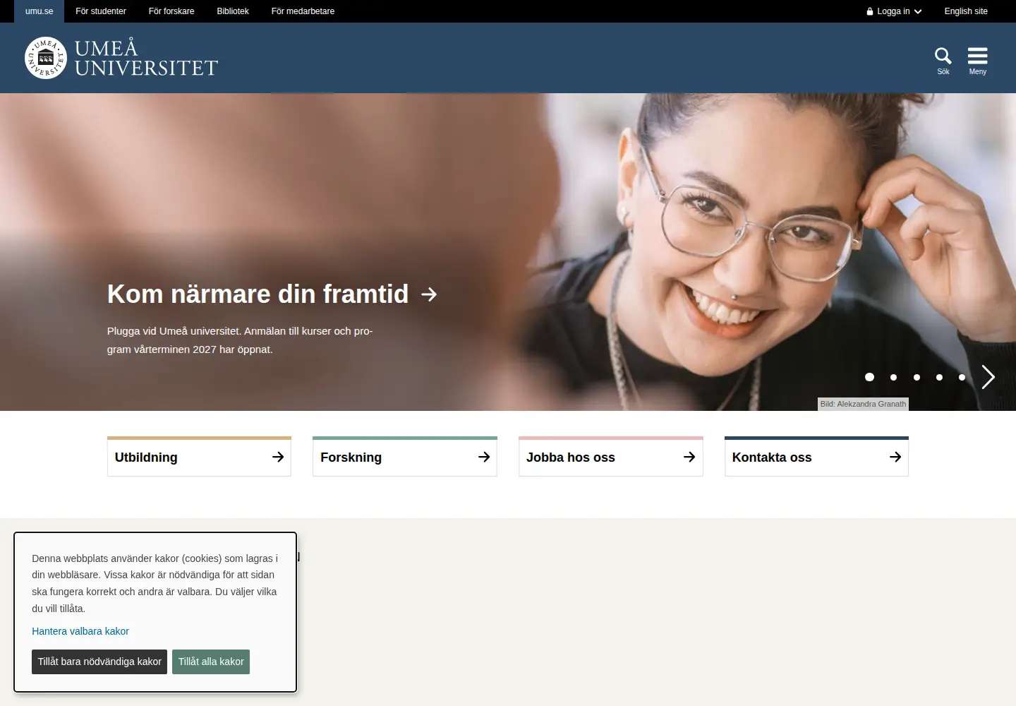 Screenshot of umu.se