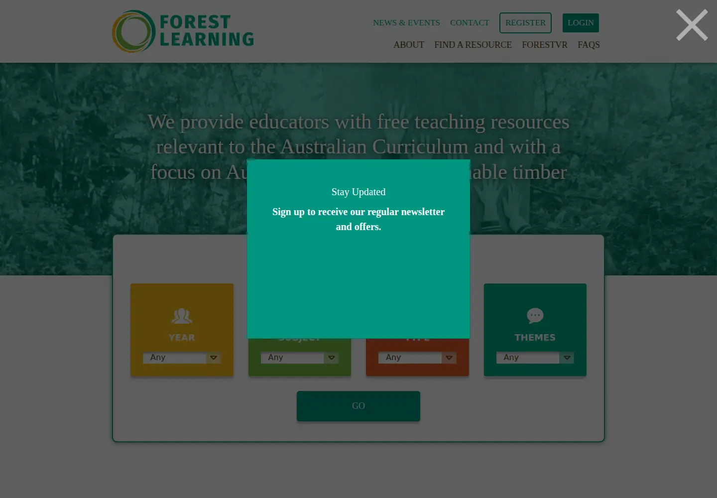 Screenshot of forestlearning.edu.au
