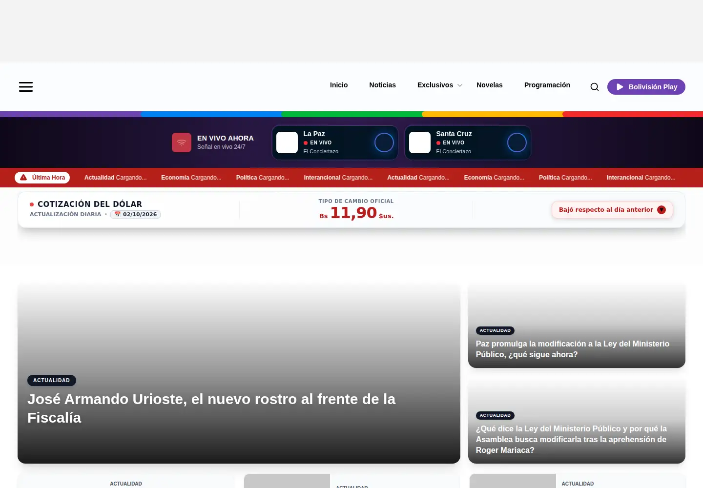 Screenshot of redbolivision.tv.bo