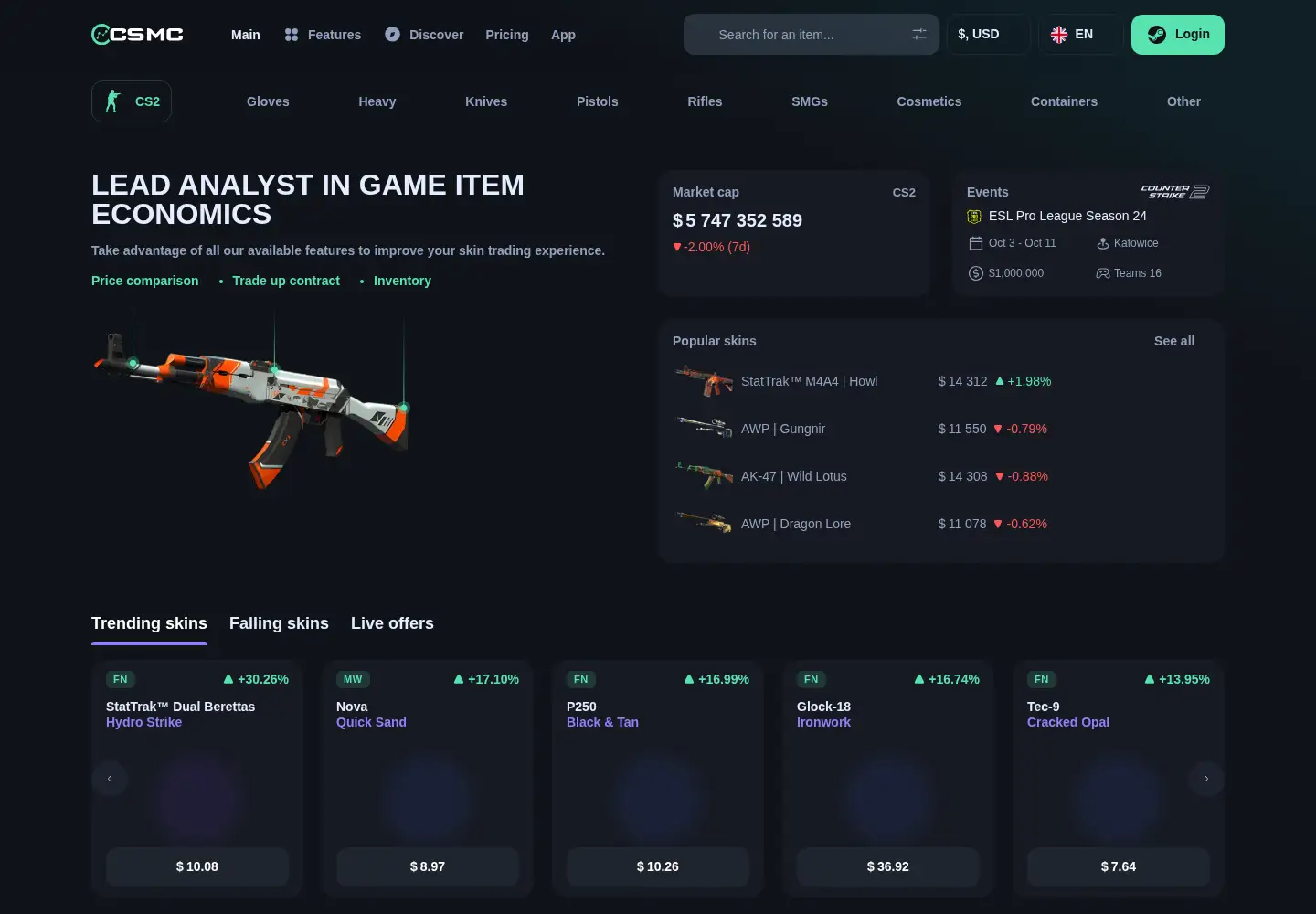 Screenshot of csmarketcap.com