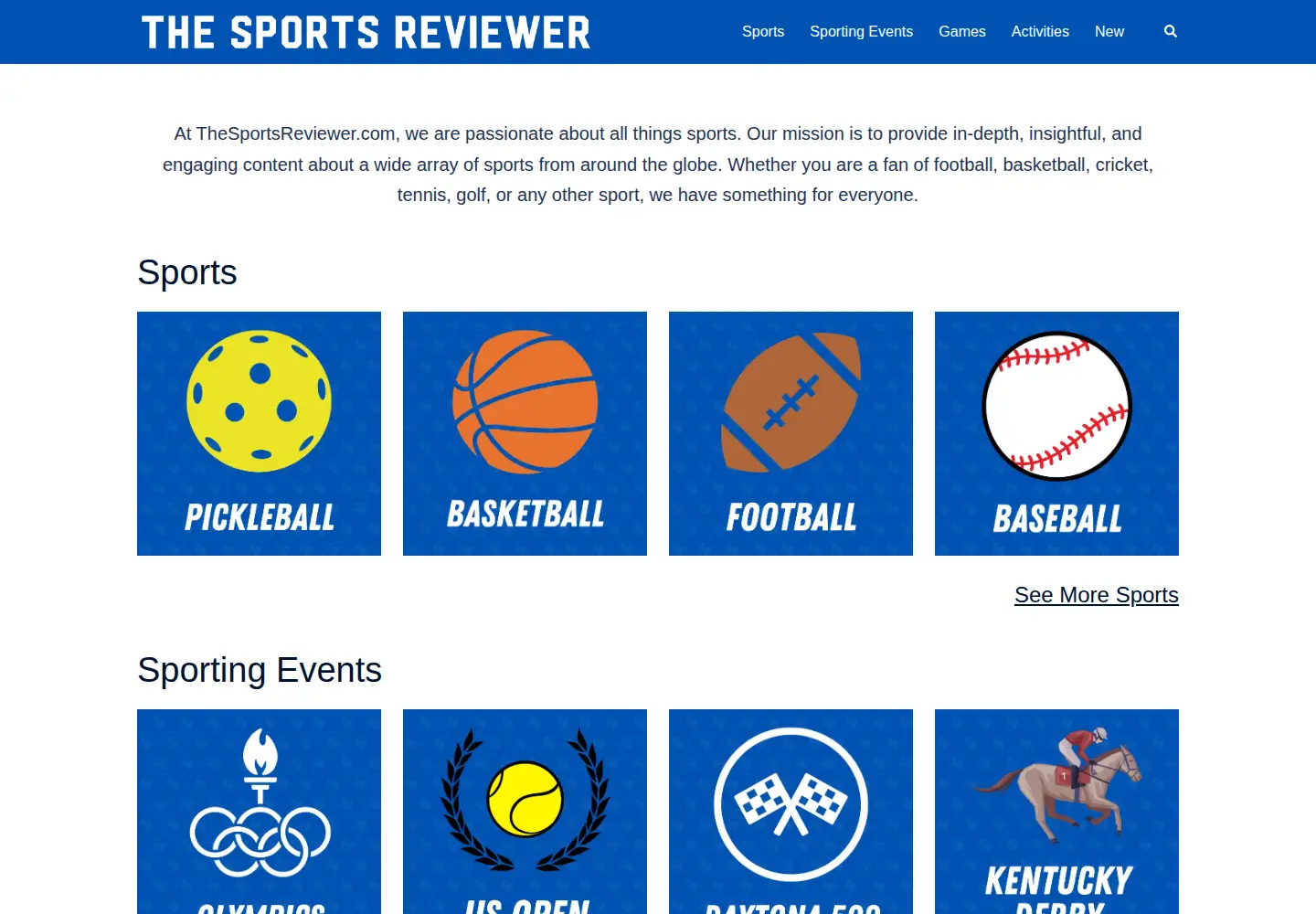 Captured homepage of thesportsreviewer.com in the current scan