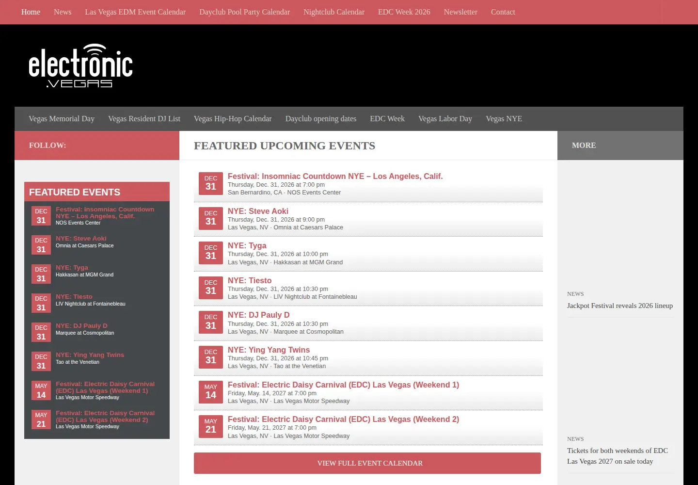 Screenshot of electronic.vegas