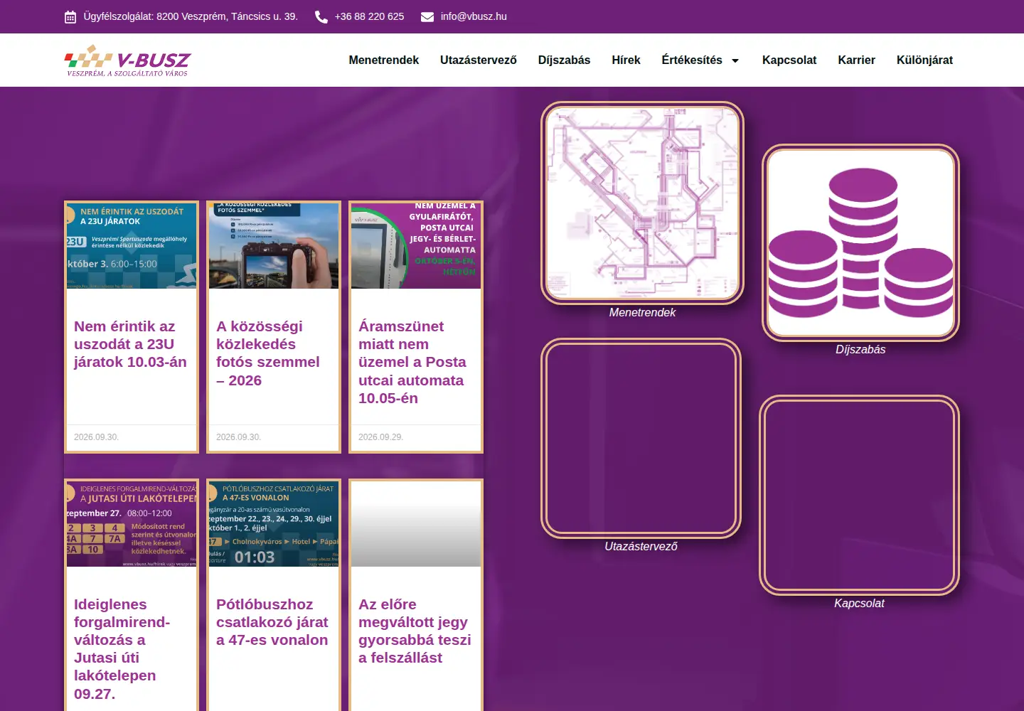 Screenshot of vbusz.hu