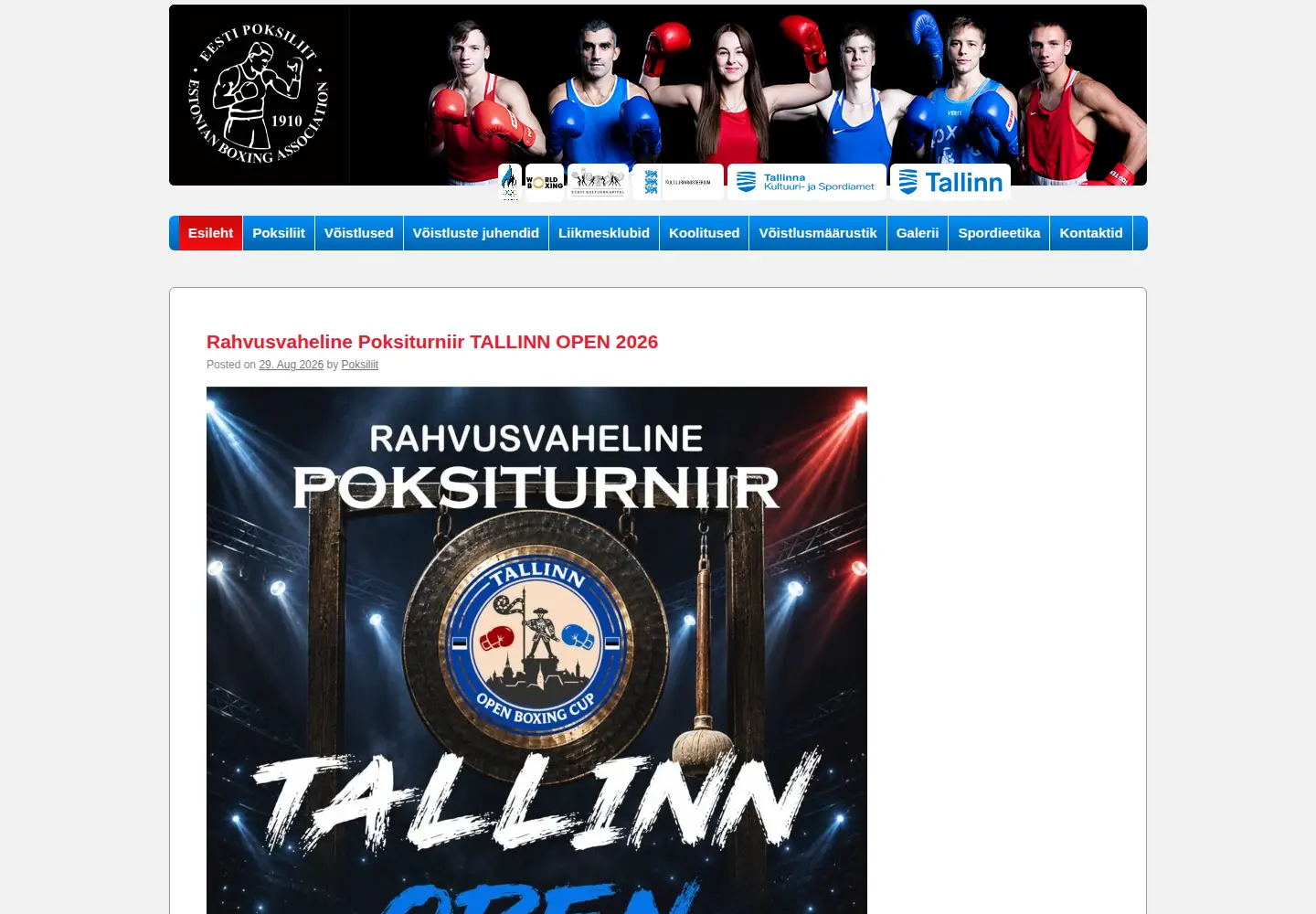 Captured homepage of eestipoksiliit.ee in the current scan
