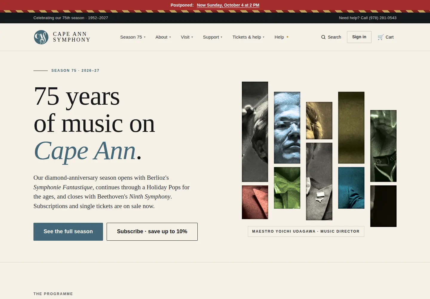 Screenshot of capeannsymphony.org