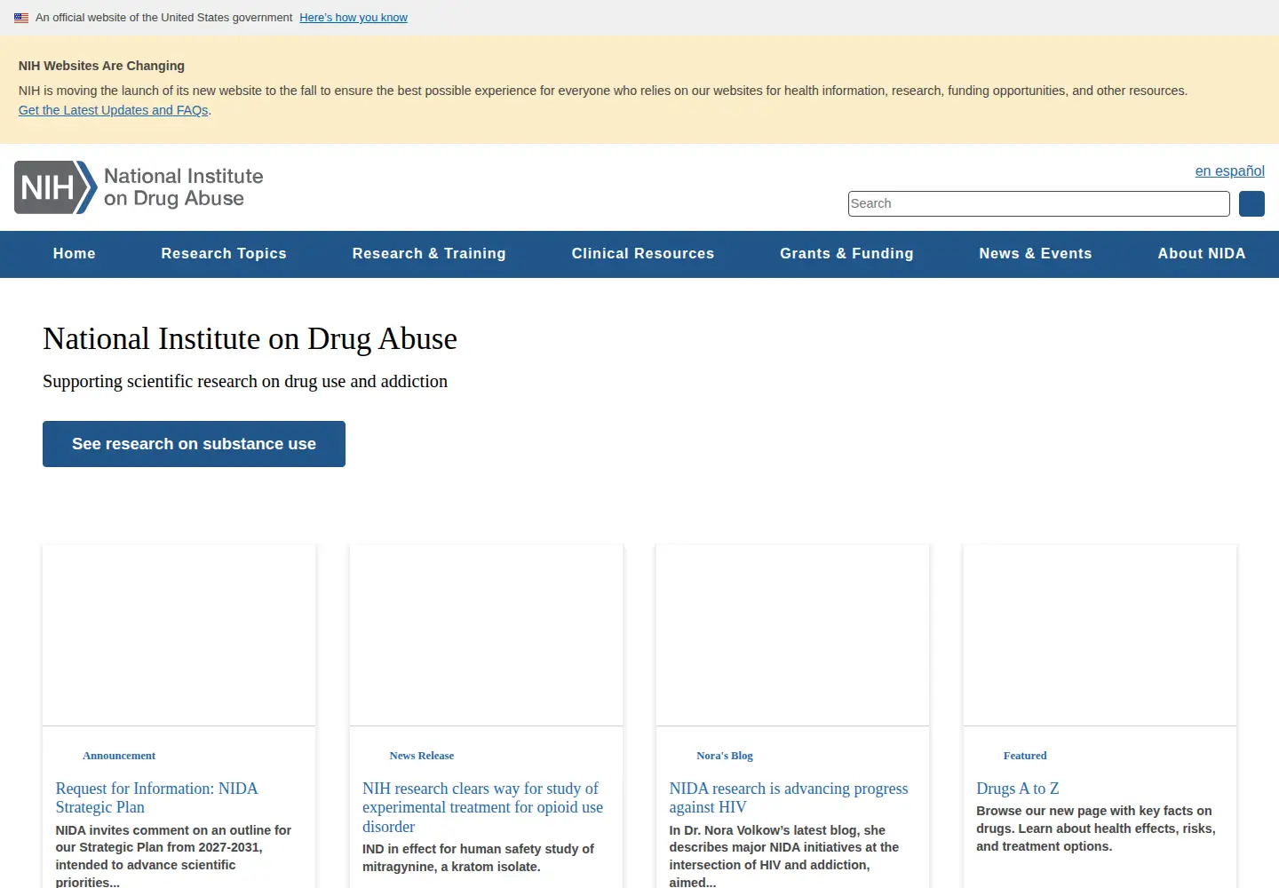 Screenshot of drugabuse.gov