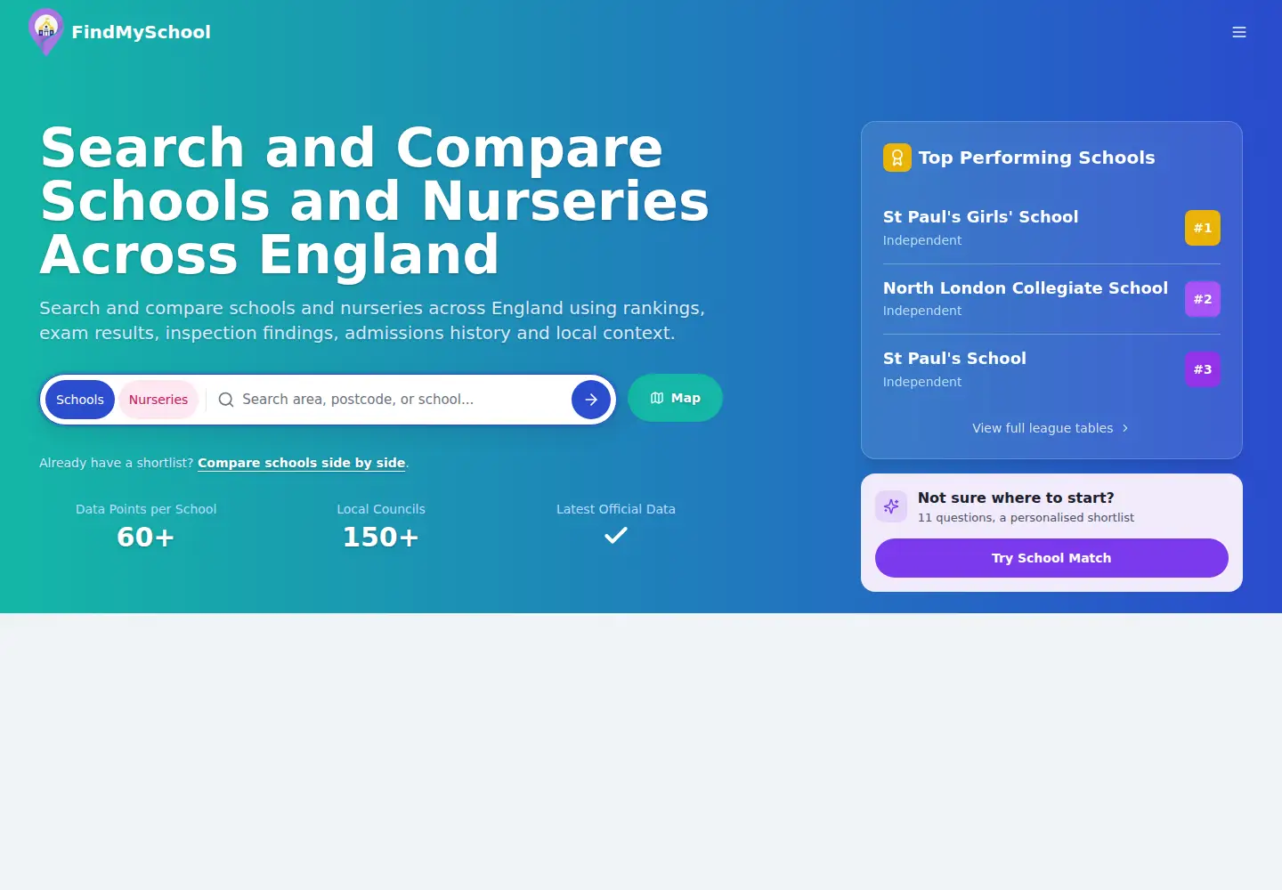 Screenshot of findmyschool.uk