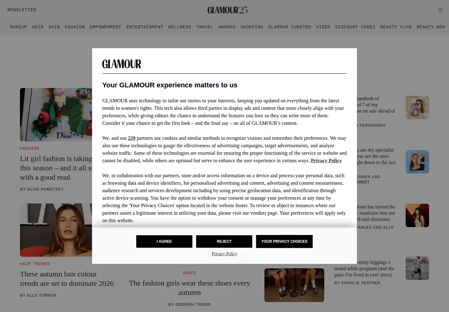 Screenshot of glamourmagazine.co.uk