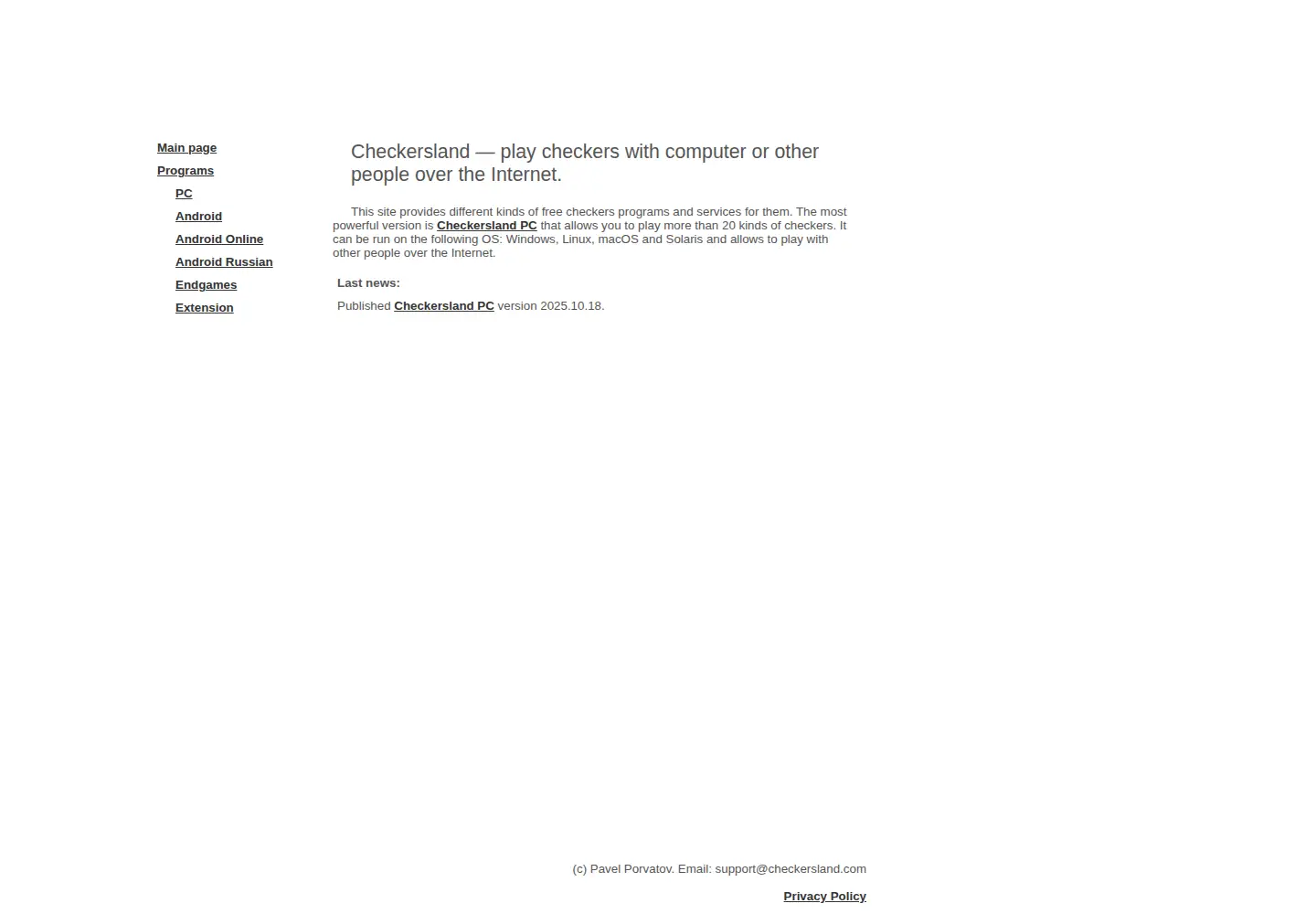 Screenshot of checkersland.com