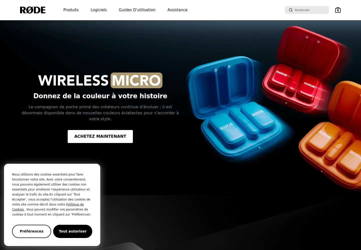 Screenshot of rode.com