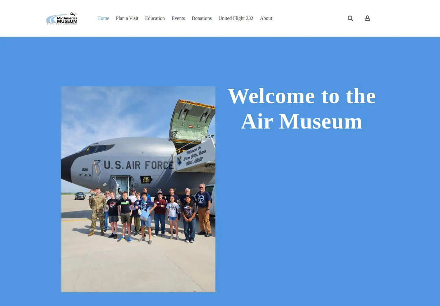Screenshot of midamericaairmuseum.org