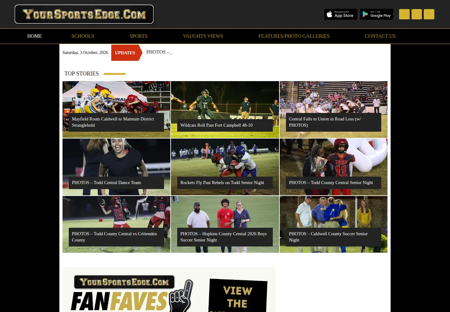 Captured homepage of yoursportsedge.com in the current scan