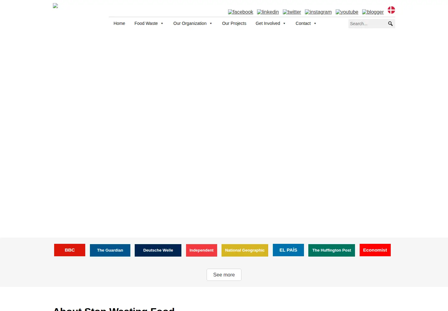 Captured homepage of stopwastingfoodmovement.org in the current scan