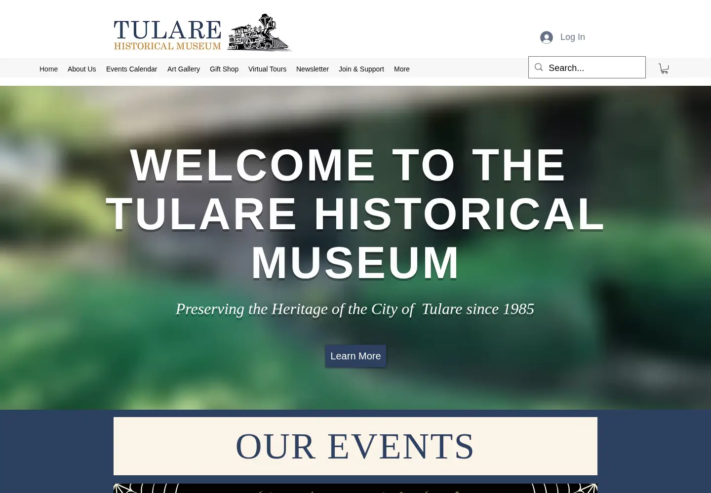 Screenshot of tularehistoricalmuseum.org
