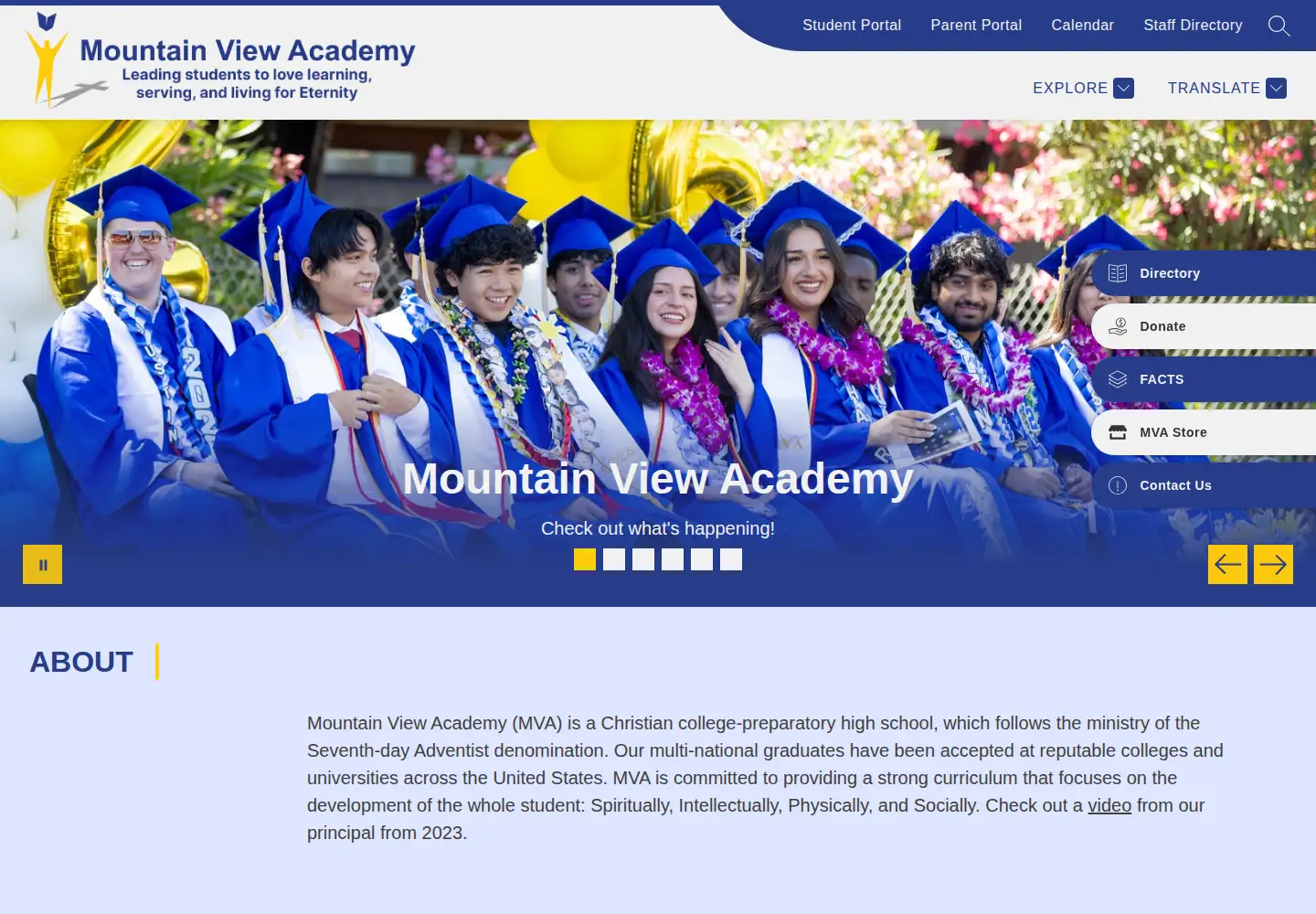 Captured homepage of mtnviewacademy.org in the current scan