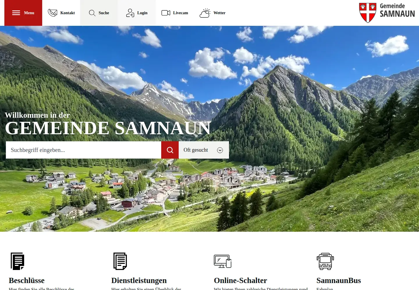 Screenshot of samnaun.swiss