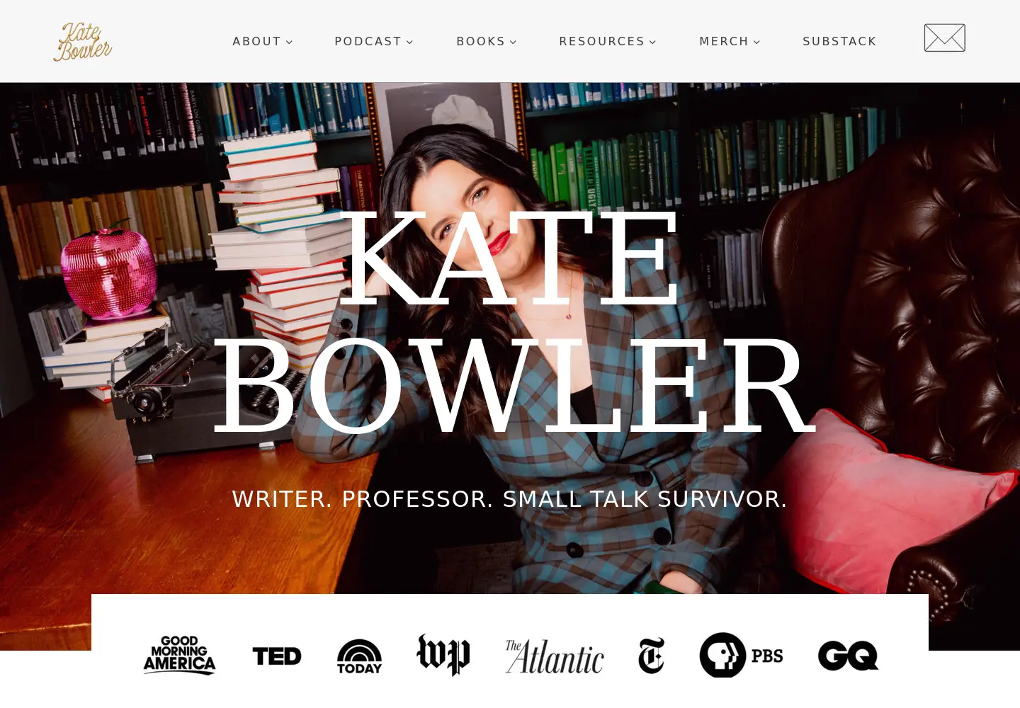 Captured homepage of katebowler.com in the current scan