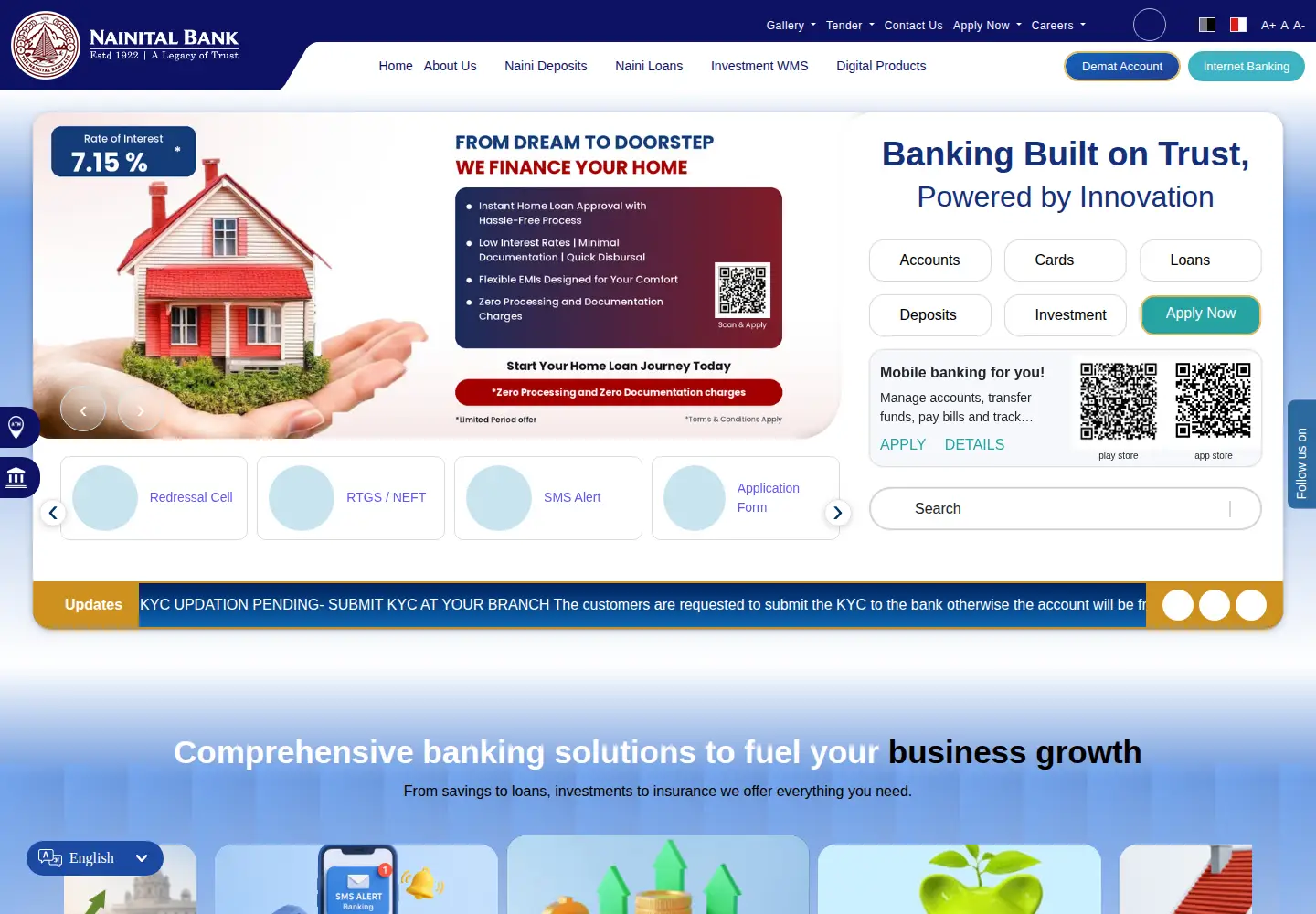 Screenshot of nainitalbank.bank.in
