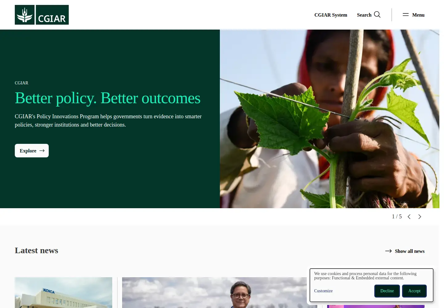 Screenshot of cgiar.org