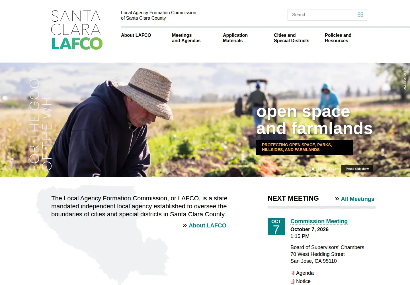 Captured homepage of santaclaralafco.org in the current scan