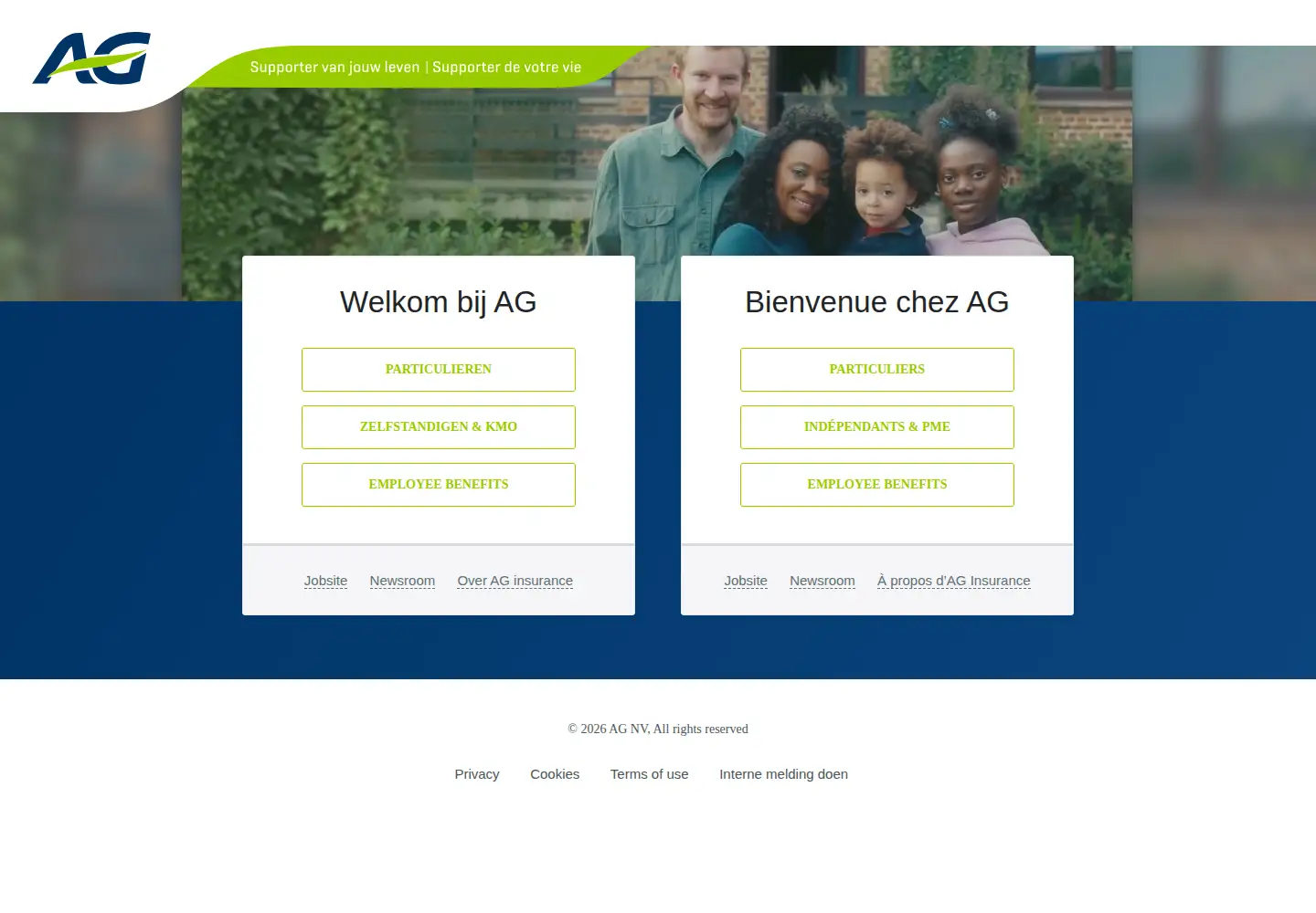Captured homepage of ag.be in the current scan